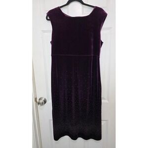 VTG Rabbit Rabbit Designs Y2K Velvet Dress Womens 14M Purple Beaded Empire Wais